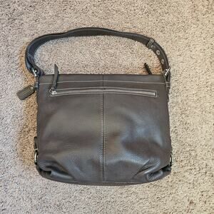 Coach Pebbled Leather Bag F15064 Brown Adjustable Shoulder Strap Purse Pockets